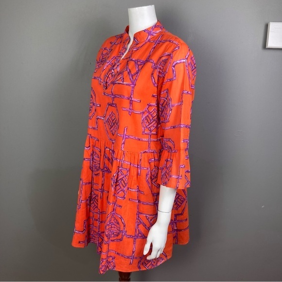 Jude Connally Dresses & Skirts - Jude‎ Connally dress small cotton tiered orange print gauzy India shift boho